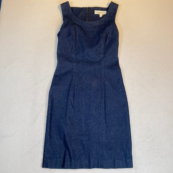 Maggy London Denim Above the Knee Dress Woman Size 4 Sleeveless Sparkle Rear Zip - Picture 6 of 15